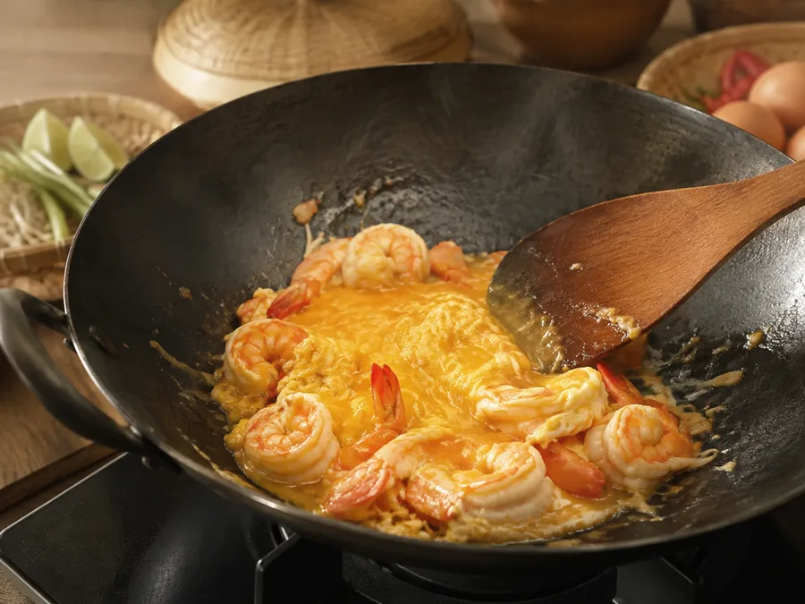 Add eggs to the pan